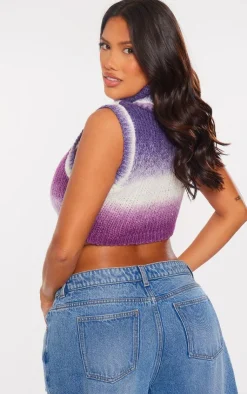 PrettyLittleThing Knitted Tops*Shape Ombre Knit Cropped Sleeveless Sweater