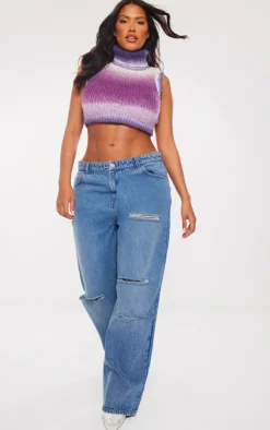 PrettyLittleThing Knitted Tops*Shape Ombre Knit Cropped Sleeveless Sweater