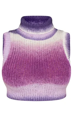 PrettyLittleThing Knitted Tops*Shape Ombre Knit Cropped Sleeveless Sweater