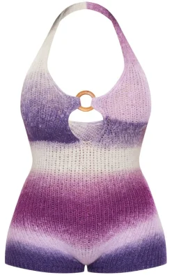 PrettyLittleThing Unitards*Shape Ombre Knit Ring Detail Unitard
