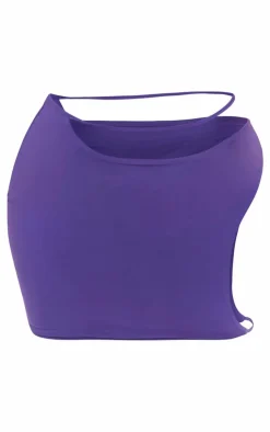 Clearance PrettyLittleThing Shape Slinky Cut Out Mini Skirt Dark Purple