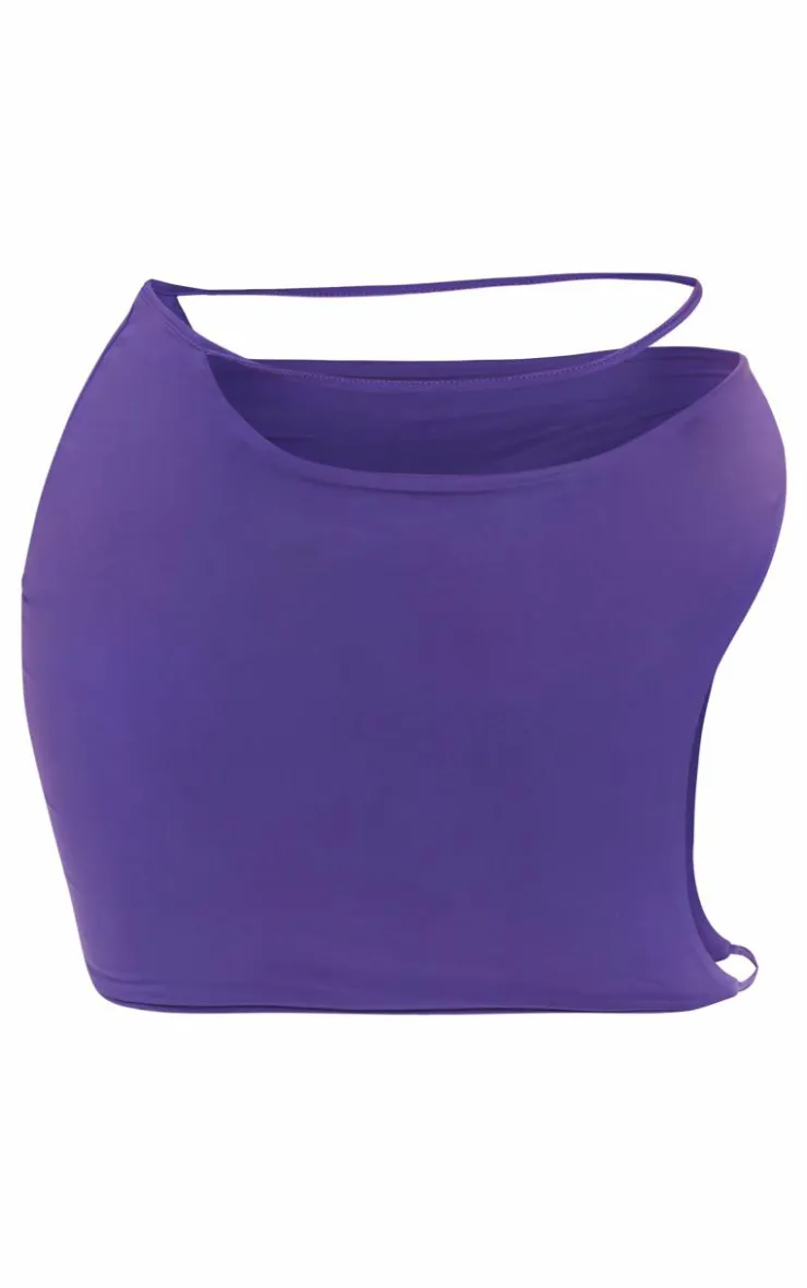 Clearance PrettyLittleThing Shape Slinky Cut Out Mini Skirt Dark Purple