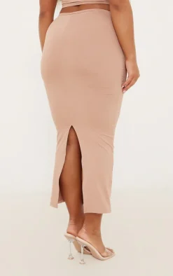 New PrettyLittleThing Shape Sculpted Cut Out Midi Skirt Deep Rose
