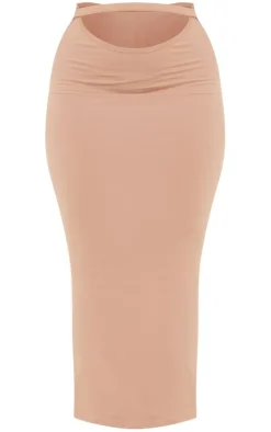 New PrettyLittleThing Shape Sculpted Cut Out Midi Skirt Deep Rose