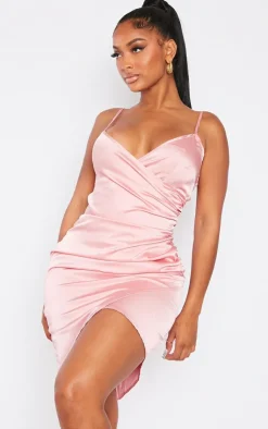 Shape Satin Wrap Dress-PrettyLittleThing New