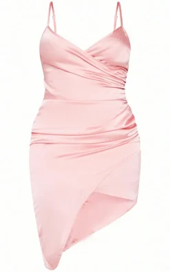 Shape Satin Wrap Dress-PrettyLittleThing New