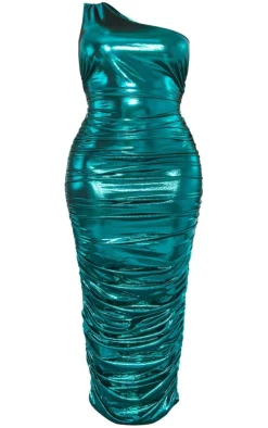 Shape Metallic Ruched One Shoulder Maxi Dress-PrettyLittleThing Outlet