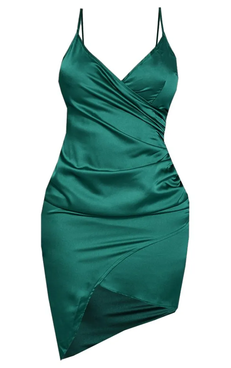 Shape Satin Wrap Dress-PrettyLittleThing Online