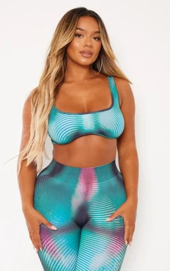 Outlet PrettyLittleThing Shape Body Print Bralet Green