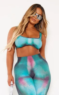 Outlet PrettyLittleThing Shape Body Print Bralet Green