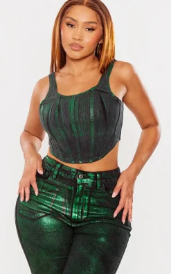 PrettyLittleThing Corsets*Shape Denim Metallic Corset Top