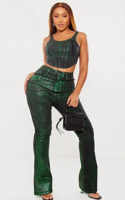 PrettyLittleThing Corsets*Shape Denim Metallic Corset Top