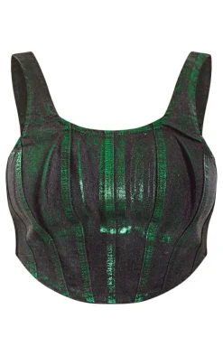 PrettyLittleThing Corsets*Shape Denim Metallic Corset Top