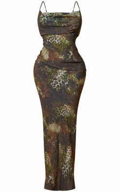 Shape Leopard Printed Woven Cowl Neck Maxi Dress-PrettyLittleThing New