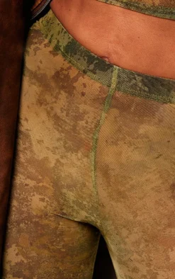 PrettyLittleThing Shape Mesh Tie Dye Print High Waist Leggings Green