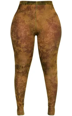 PrettyLittleThing Shape Mesh Tie Dye Print High Waist Leggings Green
