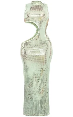 Shape Mirrored Sequin Cut Out Maxi Dress-PrettyLittleThing Online