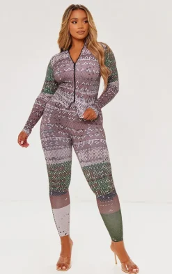 Best PrettyLittleThing Shape Pixel Camo Print Branded Gym Leggings Green