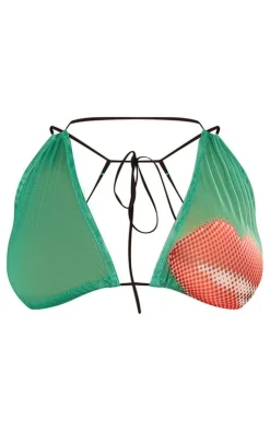 New PrettyLittleThing Shape Printed Mesh Bralet Green