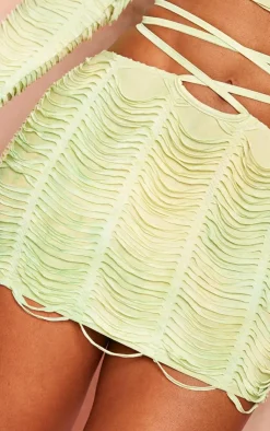 Discount PrettyLittleThing Shape Shredded Seamless Mini Skirt Green
