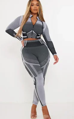 Outlet PrettyLittleThing Shape Contrast High Waist Leggings Grey