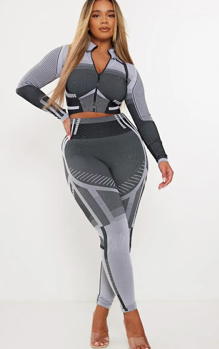 Outlet PrettyLittleThing Shape Contrast High Waist Leggings Grey