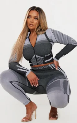 Outlet PrettyLittleThing Shape Contrast High Neck Long Sleeve Jacket Grey