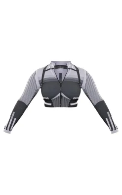 Outlet PrettyLittleThing Shape Contrast High Neck Long Sleeve Jacket Grey