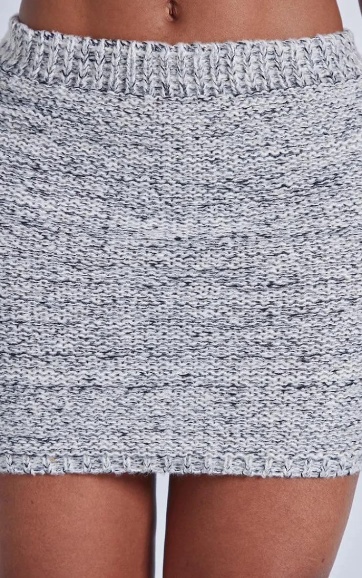 Sale PrettyLittleThing Shape Contrast Knit Mini Skirt Grey