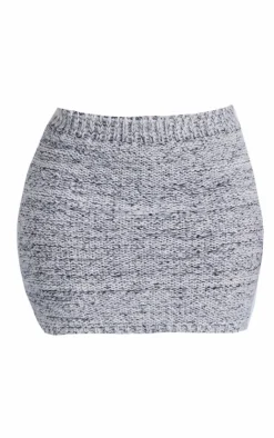 Sale PrettyLittleThing Shape Contrast Knit Mini Skirt Grey