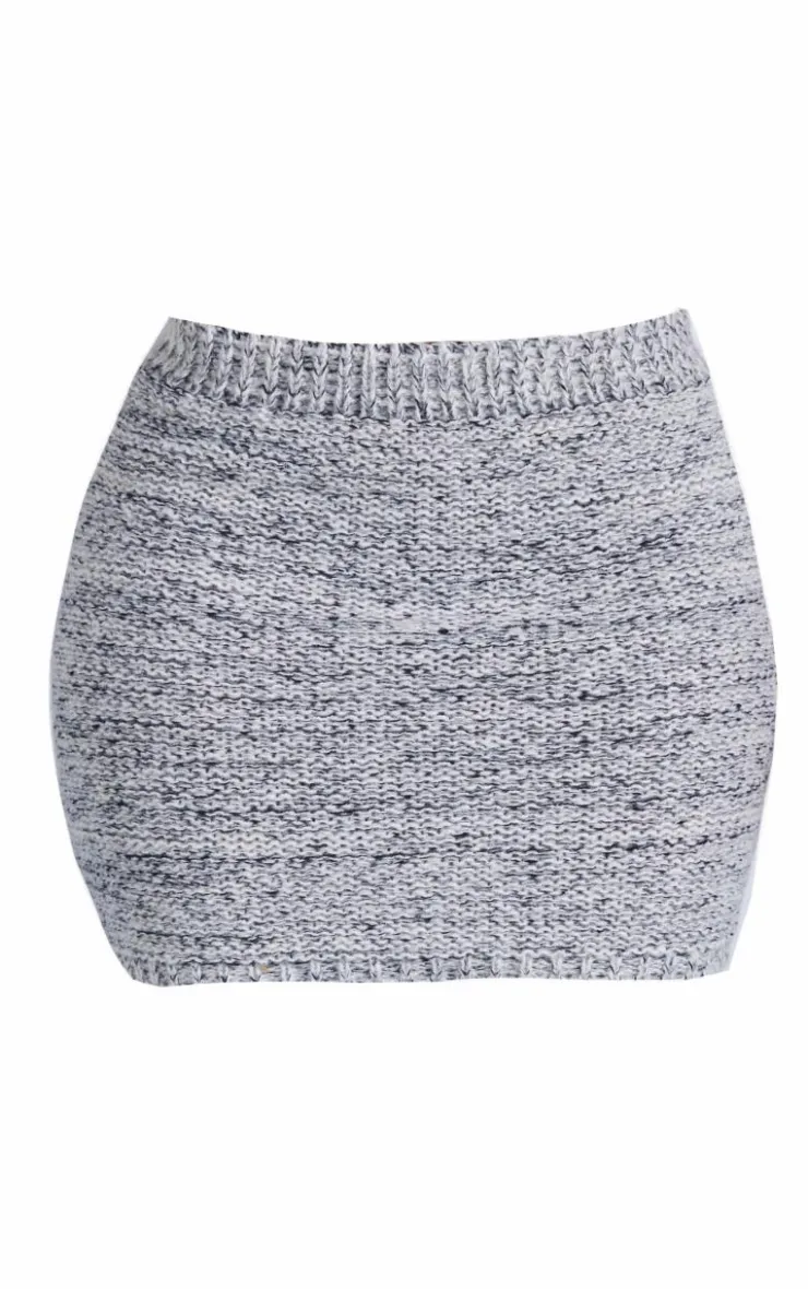 Sale PrettyLittleThing Shape Contrast Knit Mini Skirt Grey