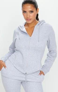 PrettyLittleThing Grey Sweatsuits*Shape Corset Detailed Zip Up Hoodie
