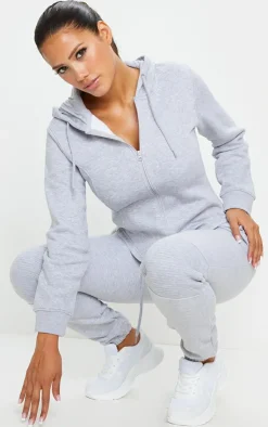 PrettyLittleThing Grey Sweatsuits*Shape Corset Detailed Zip Up Hoodie