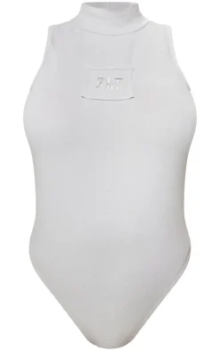 Discount PrettyLittleThing Shape Cotton High Neck Sleeveless Bodysuit Grey