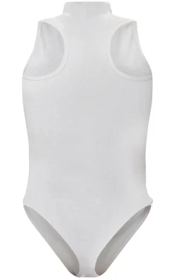 Discount PrettyLittleThing Shape Cotton High Neck Sleeveless Bodysuit Grey