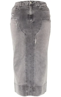 Shape Grey Denim Washed Maxi Skirt