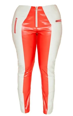 Outlet PrettyLittleThing Shape Faux Leather Color Block Skinny Pants Grey
