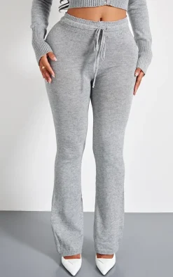 Best PrettyLittleThing Shape Knitted Flare Pants Grey