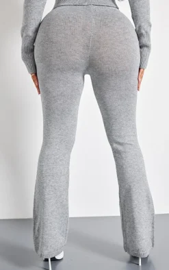 Best PrettyLittleThing Shape Knitted Flare Pants Grey