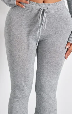 Best PrettyLittleThing Shape Knitted Flare Pants Grey