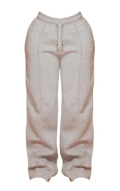 New PrettyLittleThing Shape Binded High Waist Wide Leg Sweatpants Grey Marl