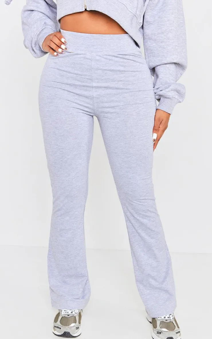PrettyLittleThing Shape Cotton High Waist Flared Pants Grey Marl