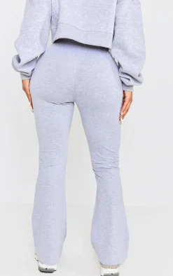 PrettyLittleThing Shape Cotton High Waist Flared Pants Grey Marl