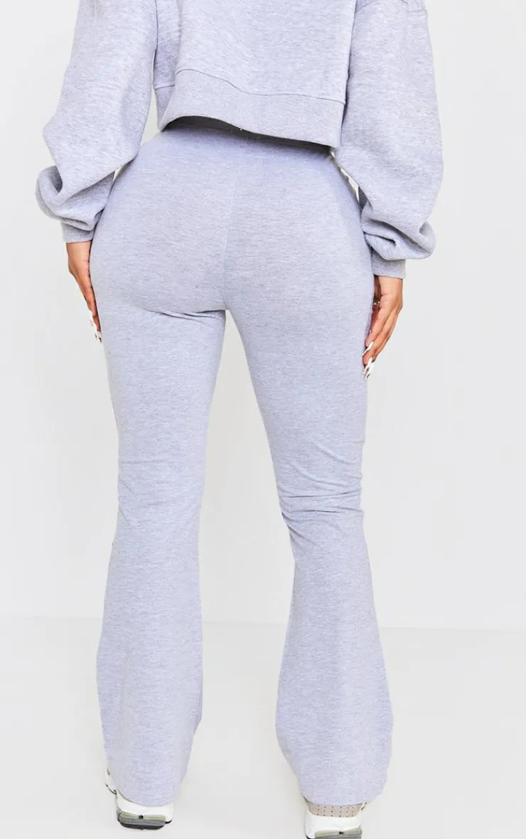 PrettyLittleThing Shape Cotton High Waist Flared Pants Grey Marl
