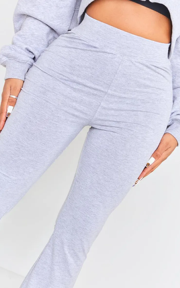 PrettyLittleThing Shape Cotton High Waist Flared Pants Grey Marl