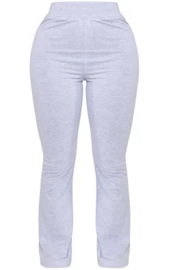 PrettyLittleThing Shape Cotton High Waist Flared Pants Grey Marl