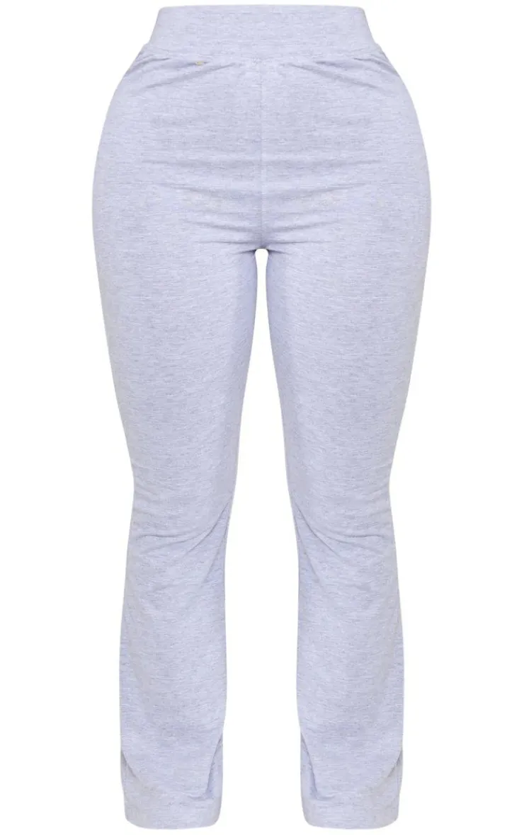 PrettyLittleThing Shape Cotton High Waist Flared Pants Grey Marl