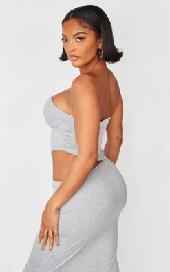 PrettyLittleThing Sleeveless Tops*Shape Jersey Bandeau Asymmetric Hem Top