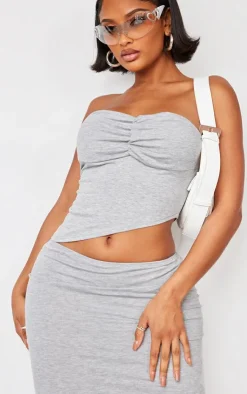 PrettyLittleThing Sleeveless Tops*Shape Jersey Bandeau Asymmetric Hem Top