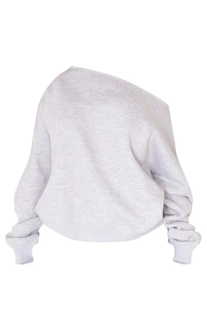 Shape Grey Marl Sweat Raw Edge Slouch Sweatshirt